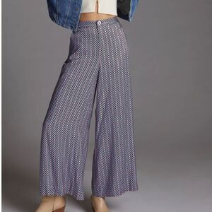 Maeve 100% Viscose Lightweight High Rise Palazzo Wide Leg Geo Floral Pant Sz 2